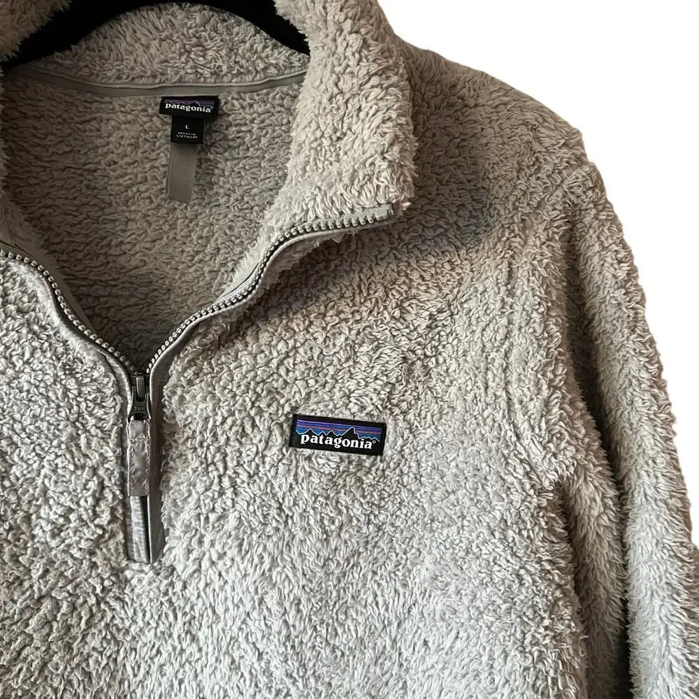Patagonia Los Gatos Light Gray 1/4 Zip Sherpa Pullover Size Large - Picture 2 of 6
